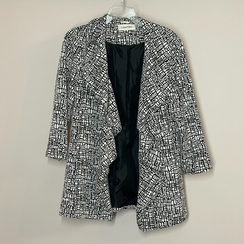 Calvin Klein Blazer Jacket - Black and White Pattern - Size 8